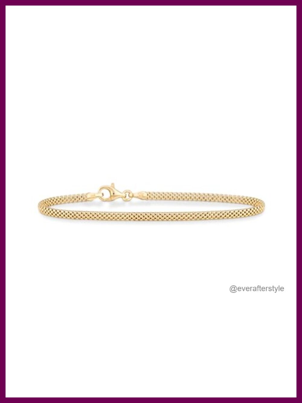 925 Sterling Silver 18K Gold Plated Mesh Link Chain Bracelet for Women